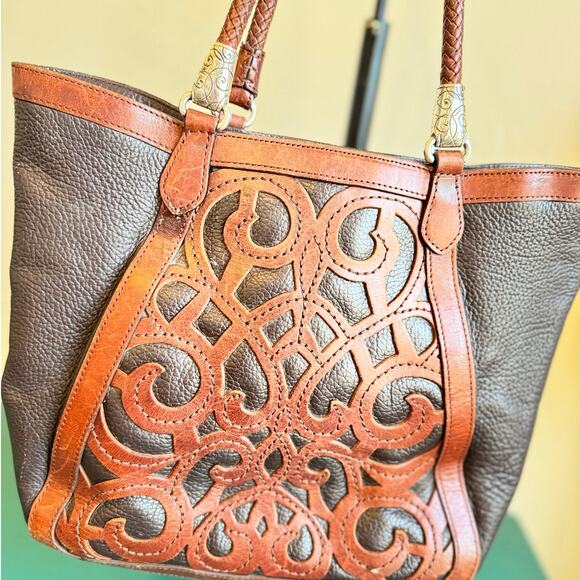 Brighton Brown Leather Purse – 10"x14", Silver Accents, Well Loved - Picture 2 of 8